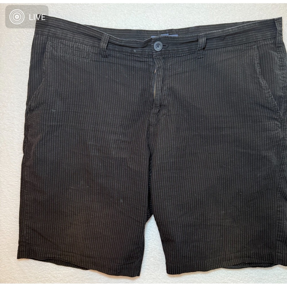 Broletto Seersucker Shorts Mens 38 Black Pinstripe Casual Summer Flat Front